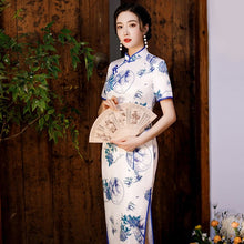 Load image into Gallery viewer, Mandarin Collar Short Sleeve Traditional Cheongsam Chinese Dress
