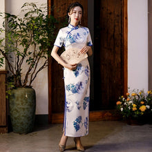 Load image into Gallery viewer, Mandarin Collar Short Sleeve Traditional Cheongsam Chinese Dress
