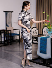 Muatkan imej ke dalam penonton Galeri, Landscape Painting Pattern Short Sleeve Traditional Cheongsam Chinese Dress
