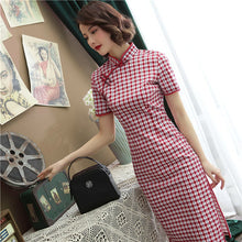 Load image into Gallery viewer, 1930&#39;s Shanghai Plaids &amp; Checks Pattern Cheongsam Chinese Dress
