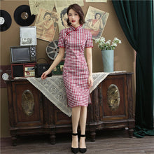 Load image into Gallery viewer, 1930&#39;s Shanghai Plaids &amp; Checks Pattern Cheongsam Chinese Dress
