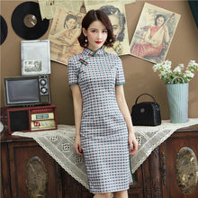 Load image into Gallery viewer, 1930&#39;s Shanghai Plaids &amp; Checks Pattern Cheongsam Chinese Dress
