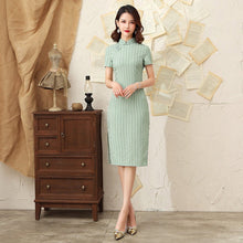 Load image into Gallery viewer, 1930&#39;s Shanghai Style Cheongsam Striped Chinese Dress
