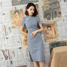 Load image into Gallery viewer, 1930&#39;s Shanghai Style Plaids &amp; Checks Pattern Retro Cheongsam Chinese Dress
