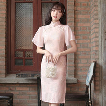 Muatkan imej ke dalam penonton Galeri, Ruffle Sleeve Floral Lace Modern Cheongsam Chic Girl Dress
