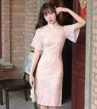 Muatkan imej ke dalam penonton Galeri, Ruffle Sleeve Floral Lace Modern Cheongsam Chic Girl Dress
