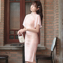 Muatkan imej ke dalam penonton Galeri, Ruffle Sleeve Floral Lace Modern Cheongsam Chic Girl Dress
