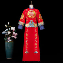 Muatkan imej ke dalam penonton Galeri, Dragon &amp; Phoenix Embroidery Brocade Traditional Chinese Groom Suit
