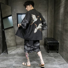 Load image into Gallery viewer, Crane Pattern Chinese Style Casual Kimono Suit
