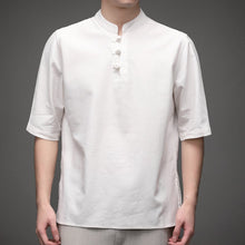 Load image into Gallery viewer, Mandarin Collar Half Sleeve Signature Cotton Chinese Shirt Base Shirt
