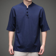 Load image into Gallery viewer, Mandarin Collar Half Sleeve Signature Cotton Chinese Shirt Base Shirt
