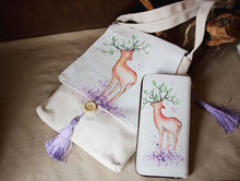 Load image into Gallery viewer, Hand Painted Deer Pattern Chinese Style Canvas Messenger Bag
