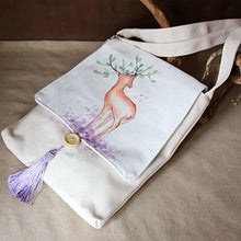 Load image into Gallery viewer, Hand Painted Deer Pattern Chinese Style Canvas Messenger Bag
