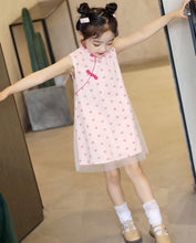 Load image into Gallery viewer, Sweet-heart Pattern Kid&#39;s Cheongsam Chiffon Chinese Dress
