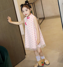 Load image into Gallery viewer, Sweet-heart Pattern Kid&#39;s Cheongsam Chiffon Chinese Dress
