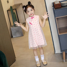 Load image into Gallery viewer, Sweet-heart Pattern Kid&#39;s Cheongsam Chiffon Chinese Dress
