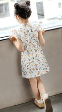 Load image into Gallery viewer, Ruffle Sleeve Butterfly Pattern Kid&#39;s Cheongsam Cotton Chinese Dress
