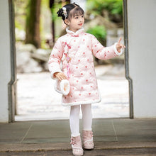 Load image into Gallery viewer, Sweetheart Pattern Wadded Kid&#39;s Cheongsam Knee Length Chinese Dress
