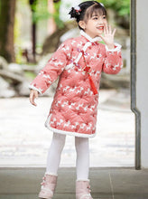 Load image into Gallery viewer, Sweetheart Pattern Wadded Kid&#39;s Cheongsam Knee Length Chinese Dress
