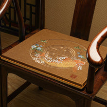 Load image into Gallery viewer, Cyprinus Embroidery Linen Traditional Chinese Seat Cushion
