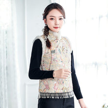 Load image into Gallery viewer, Copy of Fur Collar &amp; Cuff Chinese Style Thick Waistcoat Vest with Tassels
