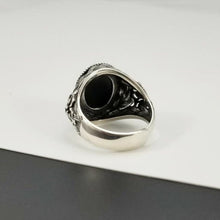 Load image into Gallery viewer, Black Agate Sterling Silver Openings Ring
