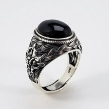 Load image into Gallery viewer, Black Agate Sterling Silver Openings Ring
