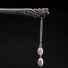 Load image into Gallery viewer, Sterling Silver Retro Chinese Style Hairpin with Pearl Tassels
