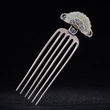 Load image into Gallery viewer, Auspicious Cloud Jade Sterling Silver Retro Chinese Style Hairpin
