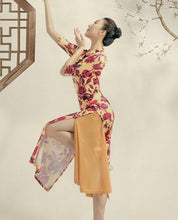 Muatkan imej ke dalam penonton Galeri, Stretchy Floral Cheongsam Dress Chinese Style Dance Dress
