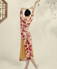 Muatkan imej ke dalam penonton Galeri, Stretchy Floral Cheongsam Dress Chinese Style Dance Dress
