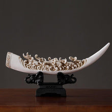 Load image into Gallery viewer, Ivory Shape 8 Elephants Carved Designed Oriental Home Decor
