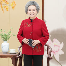 Load image into Gallery viewer, Floral Embroidery Woolen Tang Suit Traditional Chinese Jacket Mother&#39;s Coat
