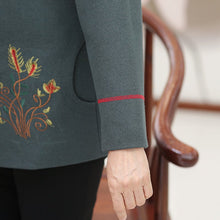 Load image into Gallery viewer, Floral Embroidery Woolen Tang Suit Traditional Chinese Jacket Mother&#39;s Coat
