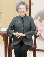 Load image into Gallery viewer, Floral Embroidery Woolen Tang Suit Traditional Chinese Jacket Mother&#39;s Coat
