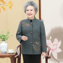 Load image into Gallery viewer, Floral Embroidery Woolen Tang Suit Traditional Chinese Jacket Mother&#39;s Coat
