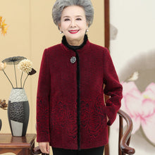 Load image into Gallery viewer, Thick Floral Mink Cashmere Tang Suit Traditional Chinese Jacket Mother&#39;s Coat
