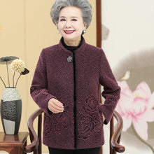 Load image into Gallery viewer, Thick Floral Mink Cashmere Tang Suit Traditional Chinese Jacket Mother&#39;s Coat
