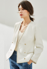 Load image into Gallery viewer, Angelina Gold-Trimmed Blazer Jacket
