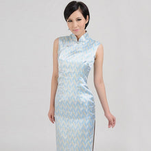 Load image into Gallery viewer, Sleeveless Full Length Brocade Cheongsam Floral Chinese Dress
