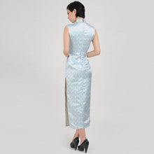 Load image into Gallery viewer, Sleeveless Full Length Brocade Cheongsam Floral Chinese Dress
