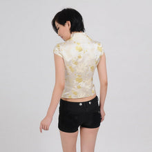 Load image into Gallery viewer, Cap Sleeve V Neck Floral Brocade Chinese Jacket
