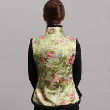 Muatkan imej ke dalam penonton Galeri, Fur Edge Floral Brocade Chinese Waistcoat with Strap Buttons
