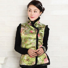 Muatkan imej ke dalam penonton Galeri, Fur Edge Floral Brocade Chinese Waistcoat with Strap Buttons
