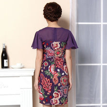 Load image into Gallery viewer, Lotus Sleeve Knee Length Cheongsam Floral Chinese Dress
