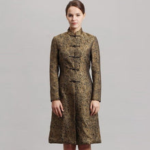 Muatkan imej ke dalam penonton Galeri, Mandarin Collar Knee Length Brocade Chinese Style Wind Coat
