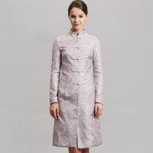 Muatkan imej ke dalam penonton Galeri, Mandarin Collar Knee Length Brocade Chinese Style Wind Coat
