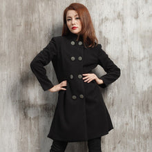 Muatkan imej ke dalam penonton Galeri, Women&#39;s Double-Breasted Wool Blend Chinese Style Wind Coat
