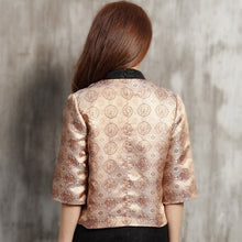 Load image into Gallery viewer, Half Sleeve Open Front Brocade Chinese Style Jacket
