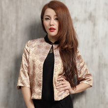 Load image into Gallery viewer, Half Sleeve Open Front Brocade Chinese Style Jacket
